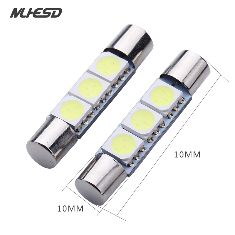 10 шт. Festoon Dome T6.3 28 мм 31 3 SMD 5050 Светодиодная лампа 3smd автомобисветильник зеркало для