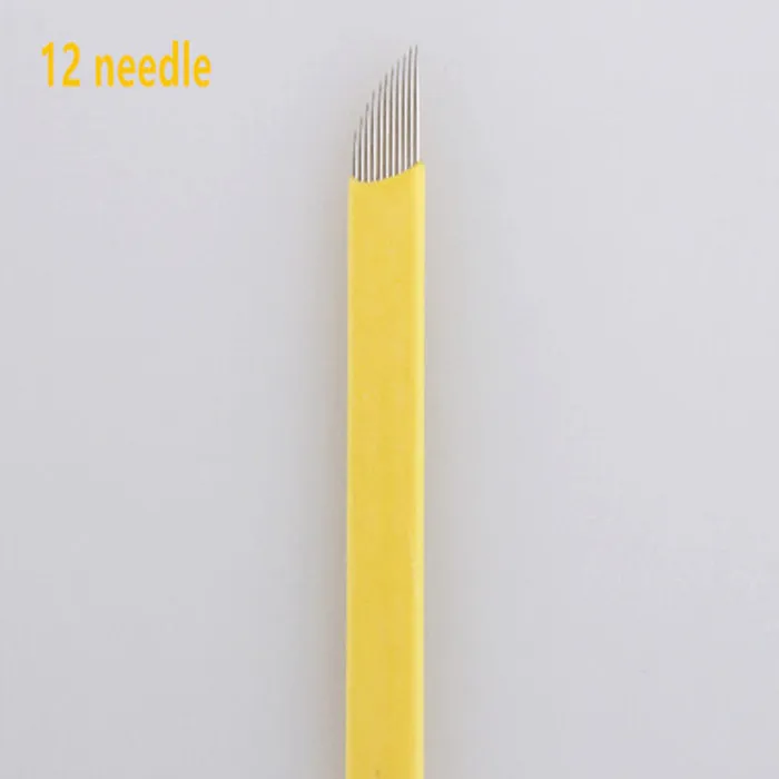 300 Pcs 12 14 18 Pins Permanent Makeup Manual Eyebrow Tattoo Needles Blade For 3D Embroidery Microblading Pen Machine | Красота и