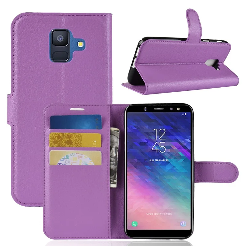 Бесплатная доставка DHL чехол книжка для Sumsung Galaxy A6 2018 роскошные кожаные чехлы Plus 201