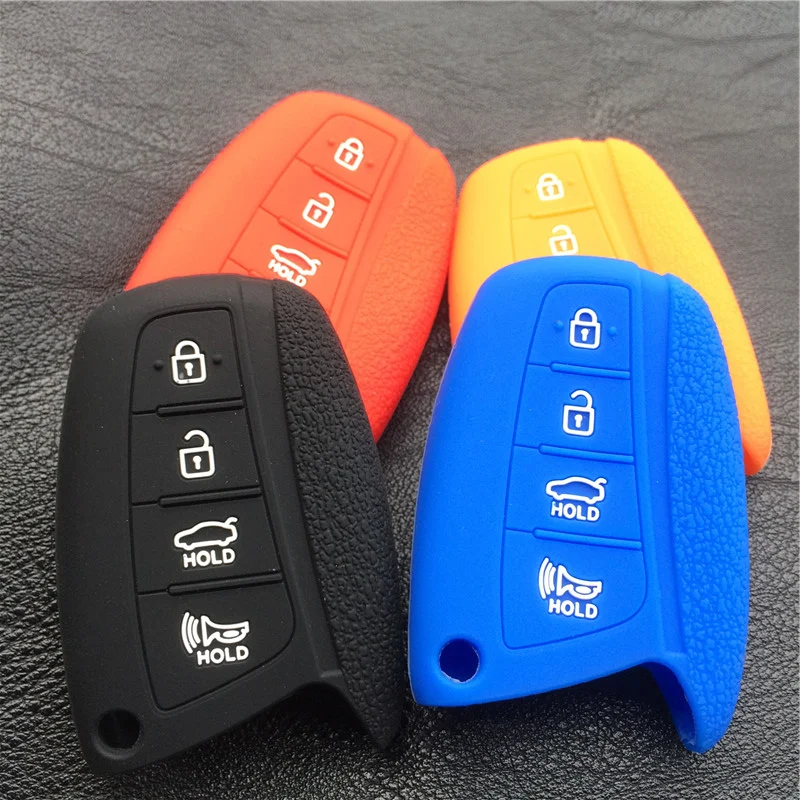 

silicone key fob case cover for hyundai solaris ix35 ix45 accent santa fe Tucson 4 button remote key shell case