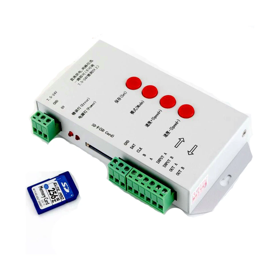 T-1000S SD карты светодио дный Управление Лер Pixel Поддержка DMX512 ws2811 контроллер RGB с 256