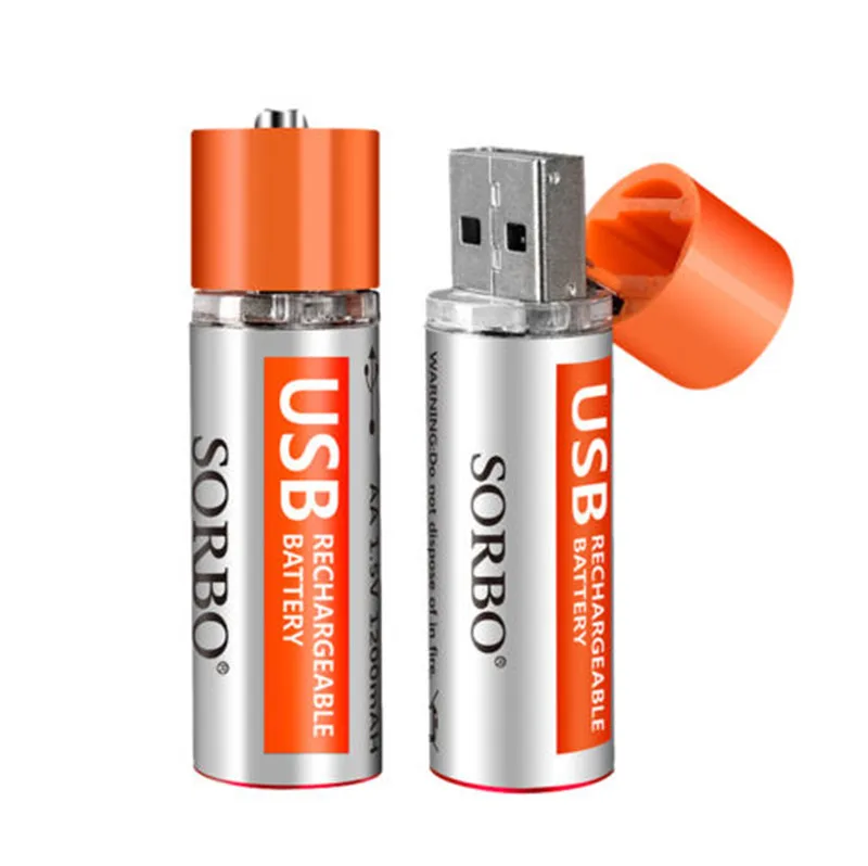 2 шт. SORBO 1,5 в 1200 мАч USB Перезаряжаемый 1 час быстрая зарядка AA Li-po NiMH аккумулятор для радиоуправляемых игрушек автомобиль Вертолет Самолет Дрон