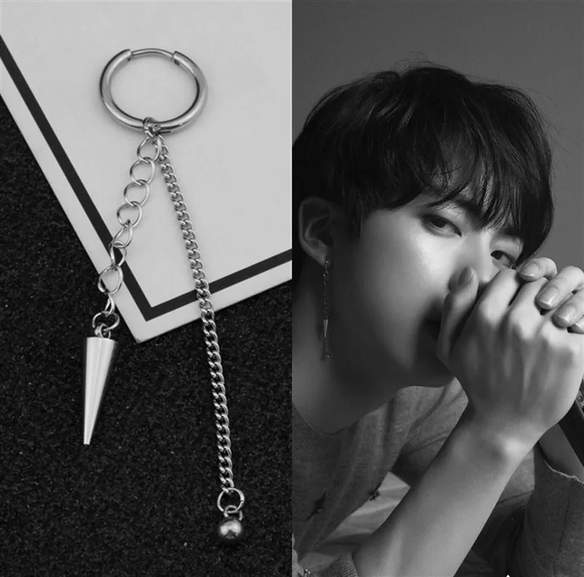 Популярные корейские серьги гвоздики в стиле KPOP Winner Bangtang Boys Jin V 1 шт. Jungkook Suga Jhope