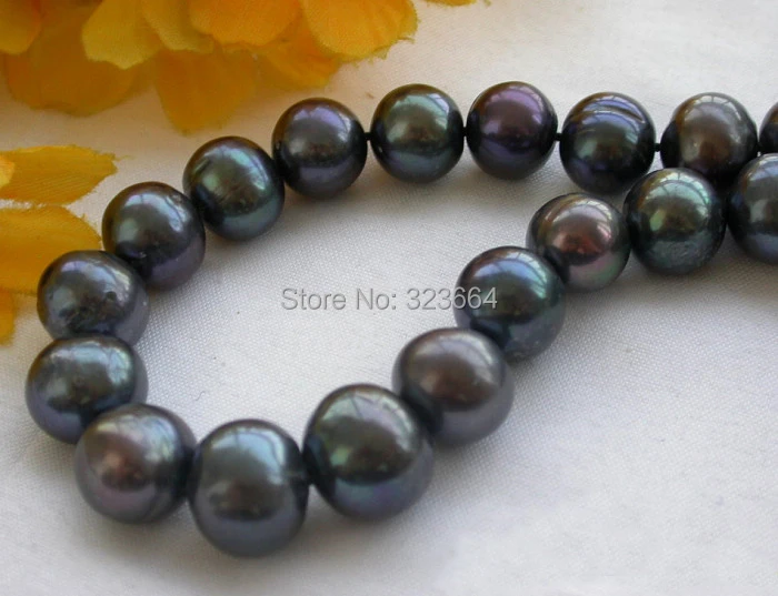 Огромный настоящий 17 &quot15 мм Круглый Павлин черный жемчуг ожерелье | Украшения и