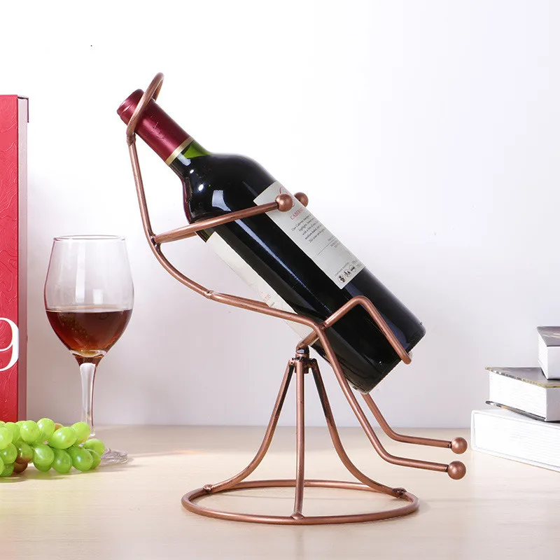 Модная 3D мультяшная Мужская стойка для красного вина из кованого железа в