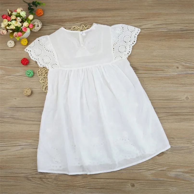 Arloneet White Baby Dresses Lovely Kids Girls Floral Print Lace Princess Hollow Clothes Sundress 2017 Hot 2019 RE18 | Детская одежда и