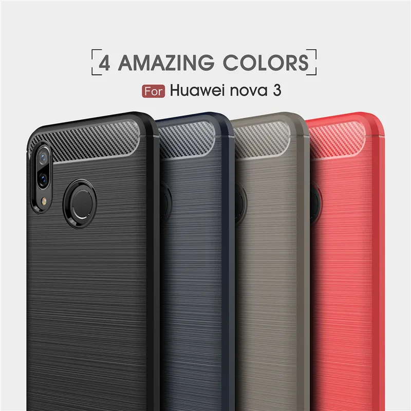 Чехол для телефона из углеродного волокна Huawei Nova 3 мягкий защитный чехол ТПУ