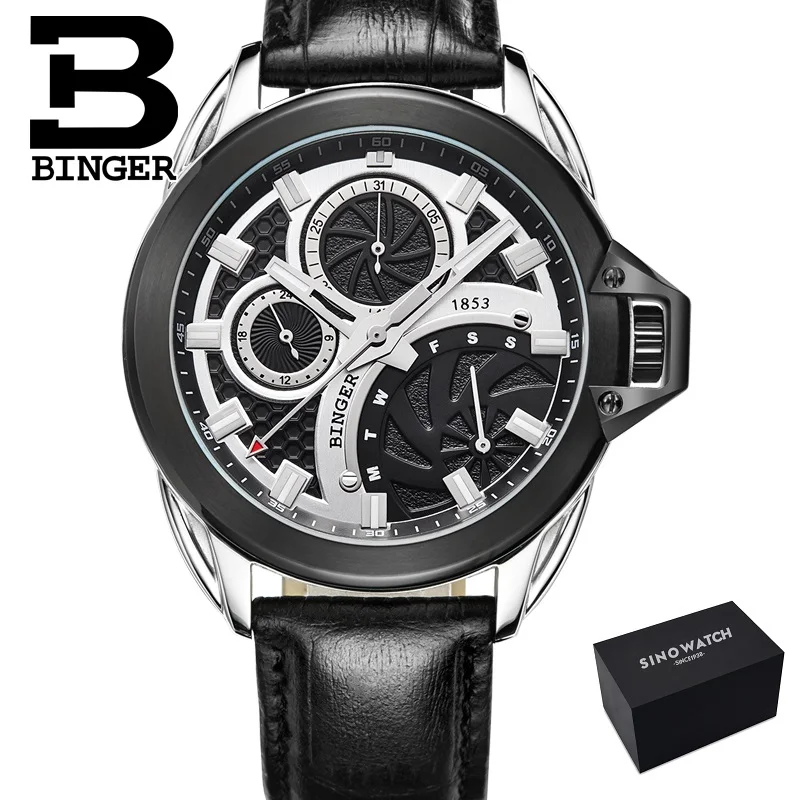 LB -box plus gift BINGER мужские наручные часы спортивные мужские часы модные кварцевые часы светящиеся водонепроницаемые часы мужские многофункциональные relogio mascul - Цвет: LB -box plus gift