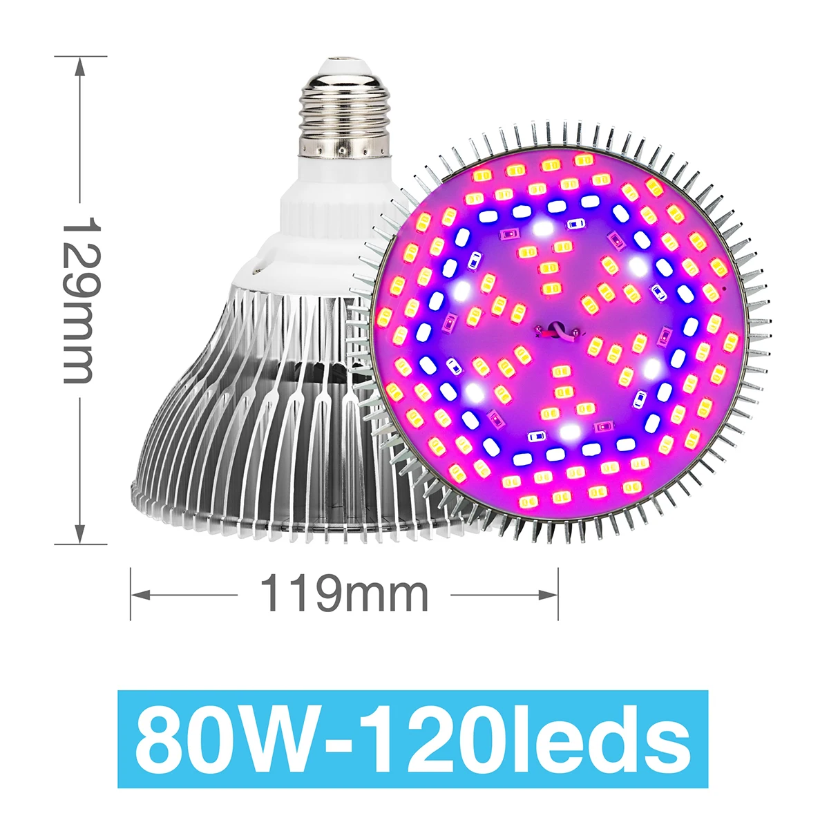80W 4PCS/Lot E27 LED Growing Lamp 80W 50W 30W 10W 5W 220V Red Blue UV IR LED Chip Full Spectrum For Flower Vegetable Hydroponic Grow - Испускаемый цвет: 80W