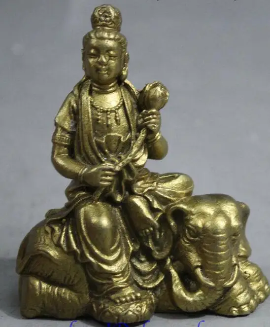 Тибетский храм латунный Лотос статуя богини самантабхадра Будда слон | Дом и сад