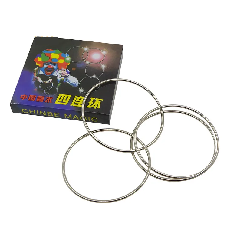 

4 Chinese Magic Linking Rings Set Magician Gimmick Close Up Magic Tricks (Dia 10cm)