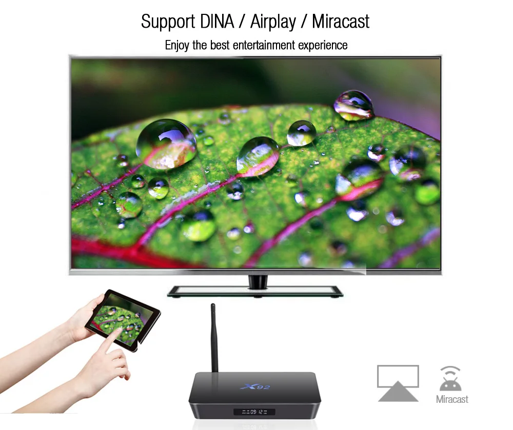 Новый X92 Android 6.0 TV Box 2 ГБ RAM + 16 ROM Amlogic S912 ТВ коробка Octa-core 2.4 ГГц/5.8 ГГц BT CPU 5 Г Wi-Fi 4 К H.265