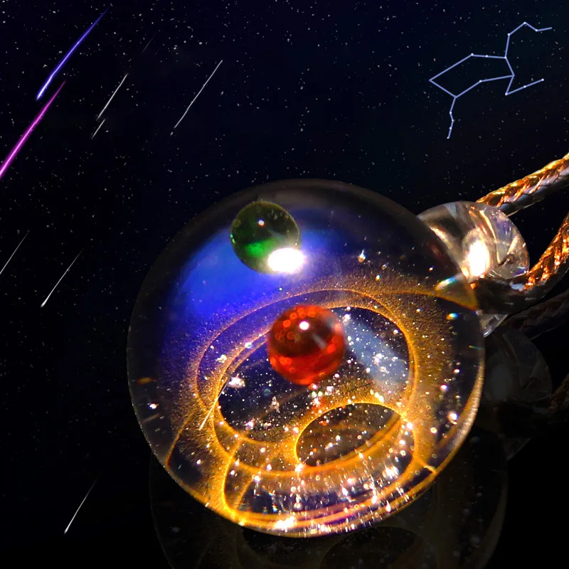 Звездное небо стекло ожерелье с шариком Вселенная цветная Глянцевая подвеска