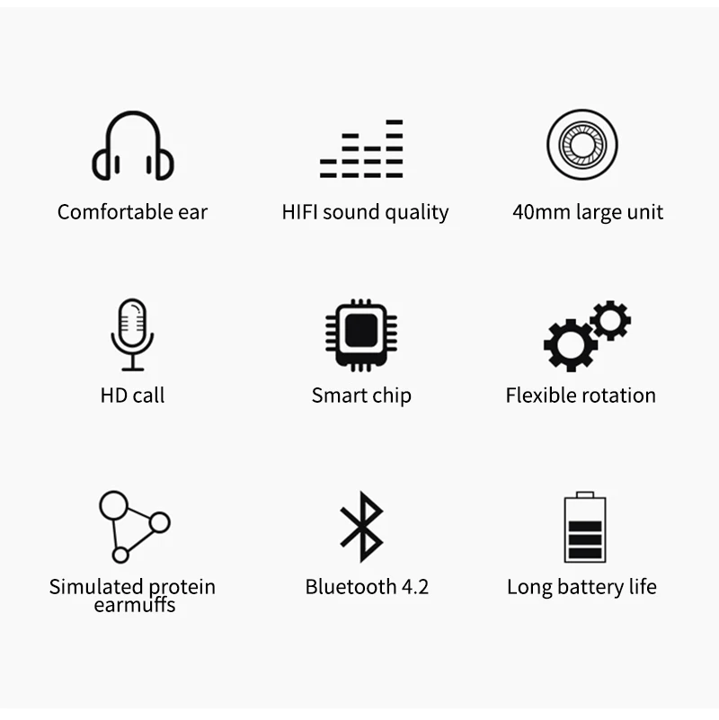 Bluetooth наушники, Накладные наушники, беспроводные наушники с шумоподавлением, складные наушники, регулируемая гарнитура с микрофоном для ТВ, ПК, телефонов