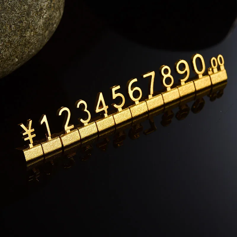 Metal 3D Combined Price Tags Euro Pound Dollar Label Camera Phone Jewellery Store Countertop Display Assembly Number Digit Tags