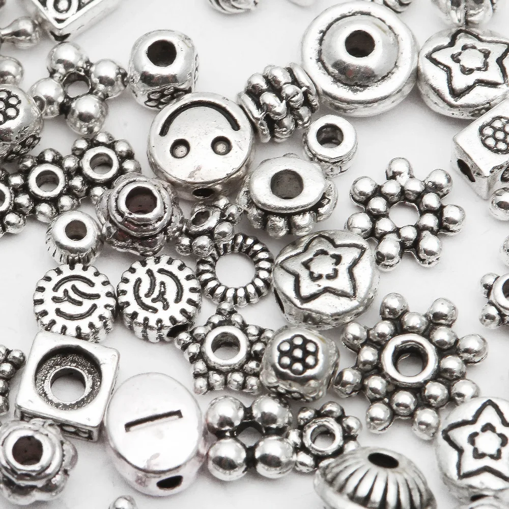 Смешанные тибетские серебряные металлические разделительные бусины подходят