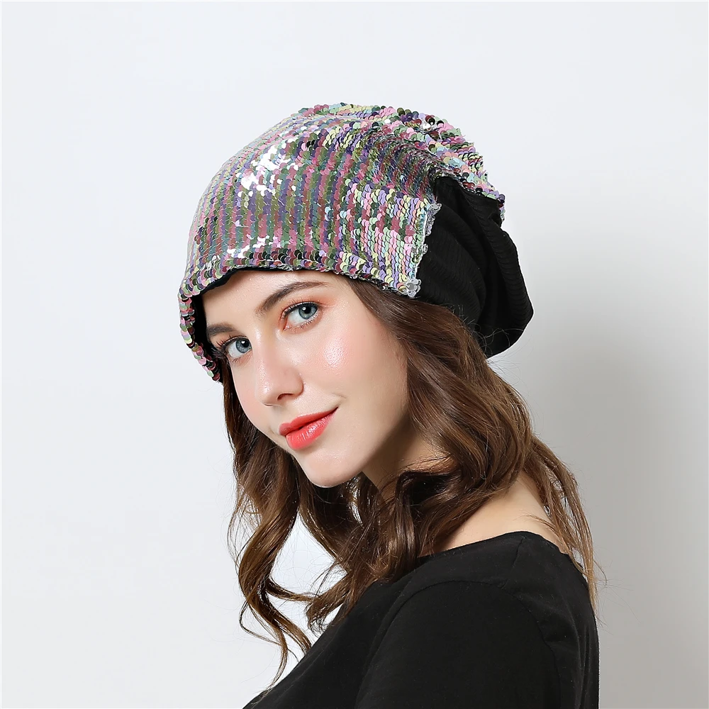 

Женские шапки skullies, зимние шапки Русалочки с блестками для девочек, шапка-тюрбан Beanies, зимняя Балаклава