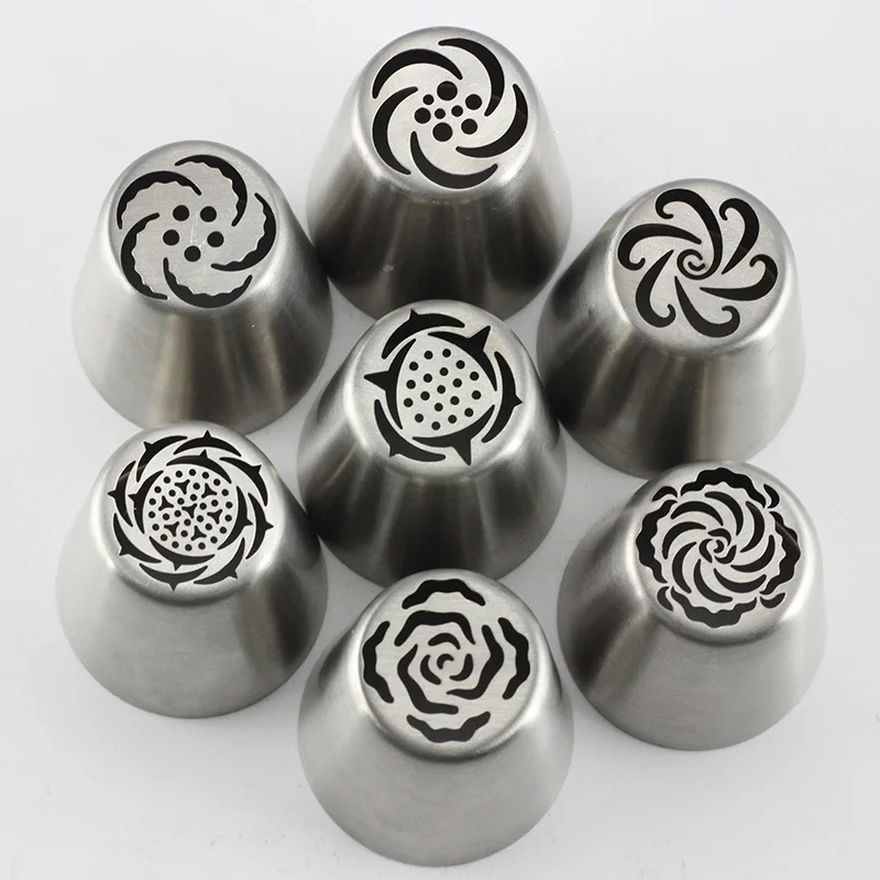 Mujiang 7Pcs/Set New Flower Russian Nozzles Icing Piping Pastry Tips 1Pcs Coupler Cupcake Decorating Dessert Baking Tools - купить по