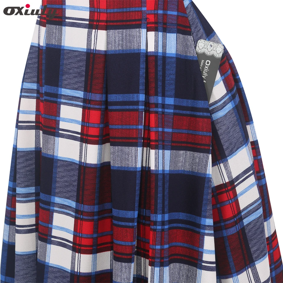 Винтажное платье Oxiuly с коротким рукавом и круглым вырезом Vestidos женское