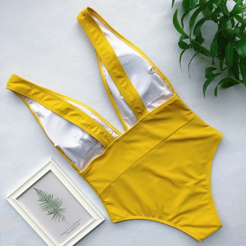 Peachtan Maillot de bain femme купальники женские боди Цельный купальник монокини с глубоким v-образным вырезом бикини пуш-ап