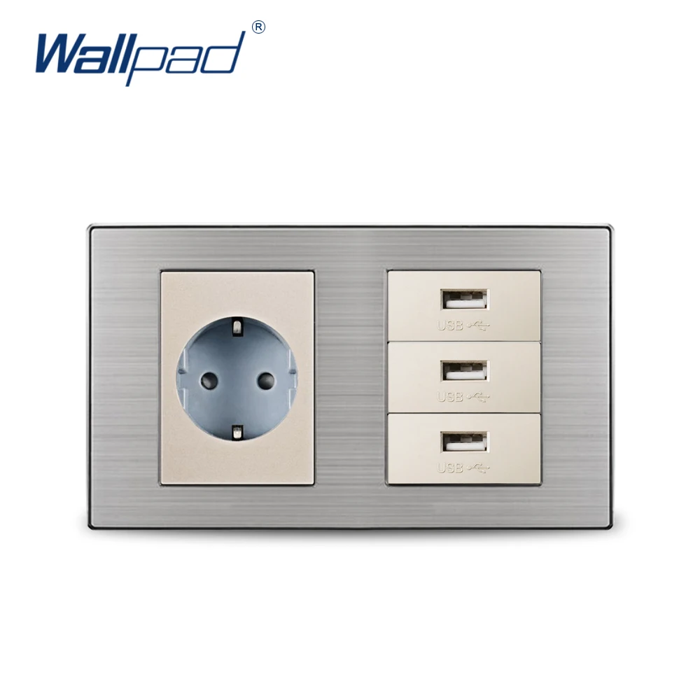 2019 Европейская немецкая розетка Wallpad с 3 USB зарядками 5 в мА настенное зарядное