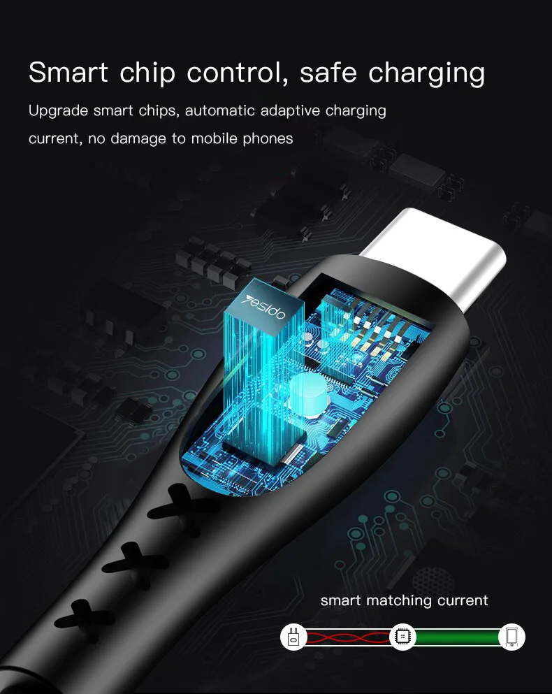 Yesido CA26 usb type-C кабель для samsung S10 S9 S8 Plus быстрое зарядное устройство type-c кабель для Xiaomi huawei One Plus 6 USB C Кабели шнур