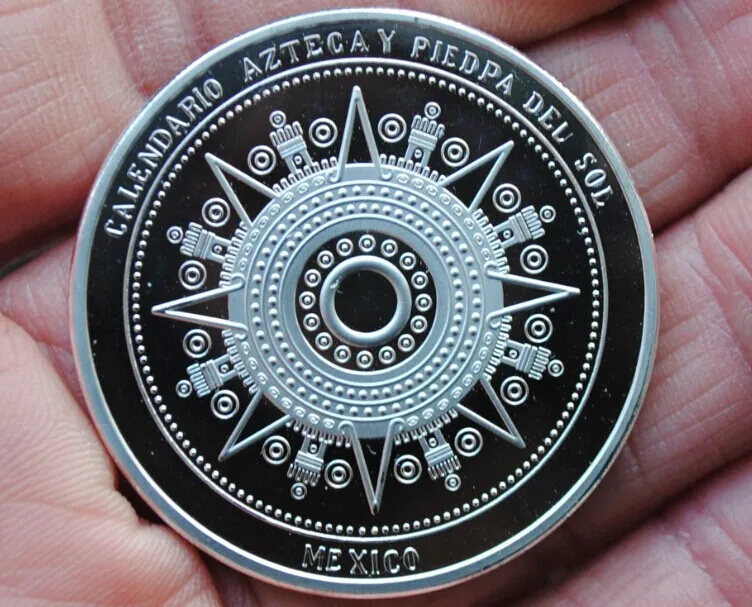 Мексиканская Посеребренная сувенирная монета CANLENDAR 40 мм медаль Америка|medal|medals
