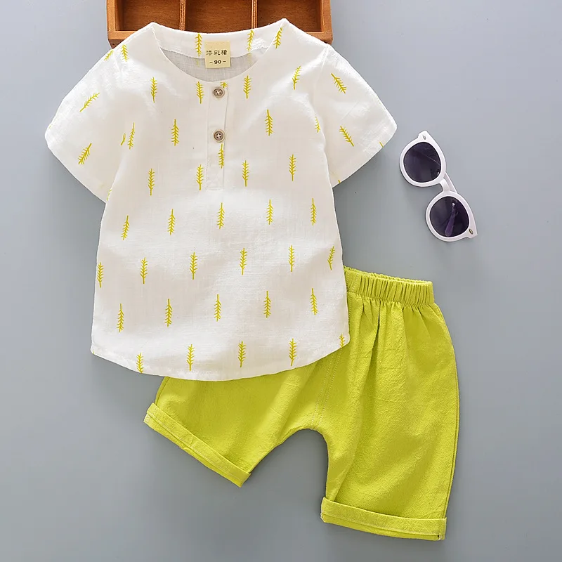 0-4 Years Summer Kids Clothes Set Cotton Linen Boys Sets Tshirt &amp Shorts Toddler Baby Infant Clothing 2pcs Outfits |