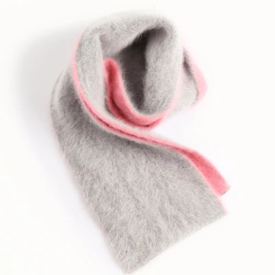 gray and pink BAHTLEE зимний женский длинный шерстяной шарф ангольский вязаный толстый шарф согревающий модный брендовый Стильный Идеальный нейтральный - Цвет: gray and pink