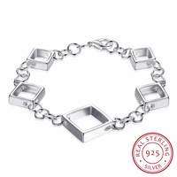 lekani 925 sterling silver fine jewelry square women bracelet 21cm chain cuff bracelets for female bracelet homme pulseras