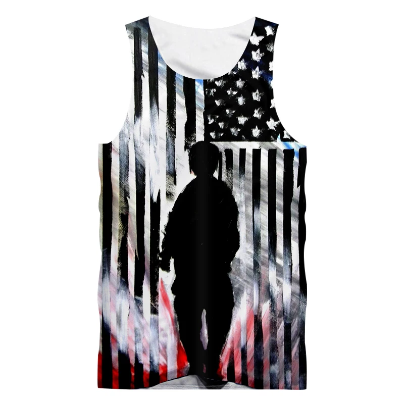 OGKB летние мужские топы на бретельках с 3D принтом звездного флага и людей