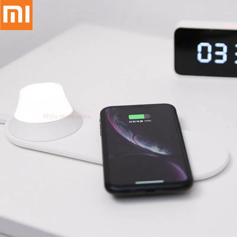 Xiaomi Йи светильник Беспроводной Зарядное устройство с светодиодный ночной Светильник магнитное притяжение Быстрая зарядка для iphone samsung huawei Xiaomi H30