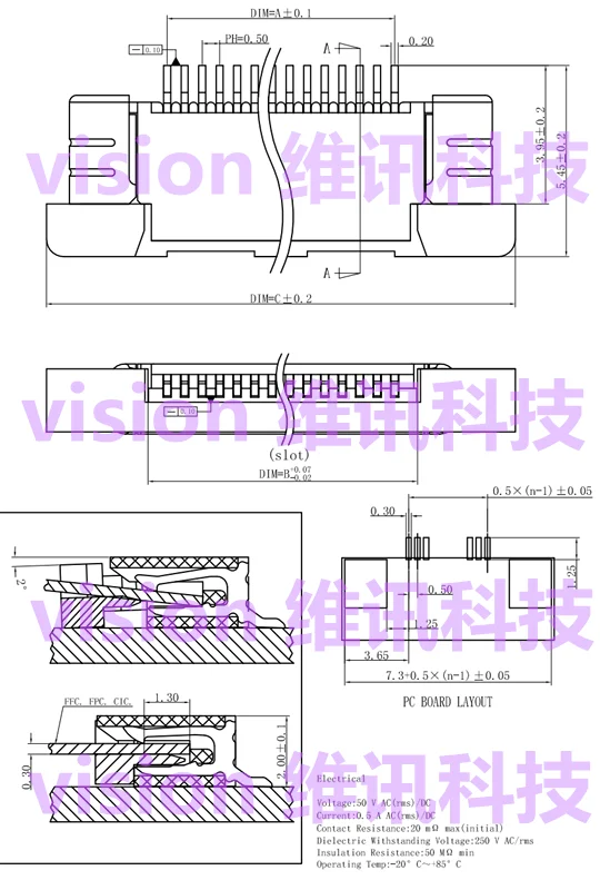 10 шт./лот Fpc разъем шаг гнездо 0 5 мм тянуть тип нижний контакт 10P/24P/26P/28P/30P/45P/60P|pitch