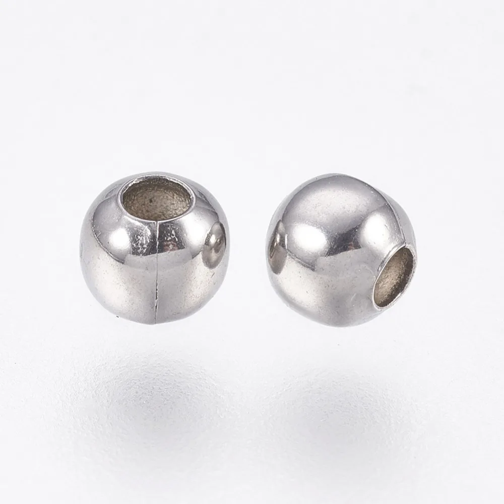 

200pcs 4mm 5mm 6mm Round 304 Stainless Steel Bead Spacers for Jewelry making DIY Bracelet Necklace Hole: 1~2mm