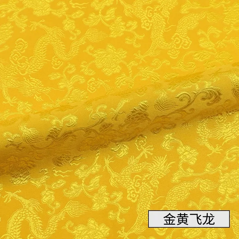 Gold dragon Width 150cm Chinese Red Tang Suit Cheongsam Sheet Cloth Silk Like Damask Jacquard Brocade Metallic Fabric - Цвет: Gold dragon
