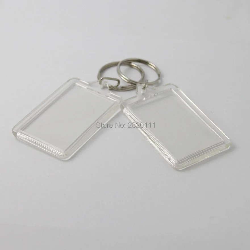 Оптовая продажа 100 шт пустые акриловые прямоугольные брелки для фотографий