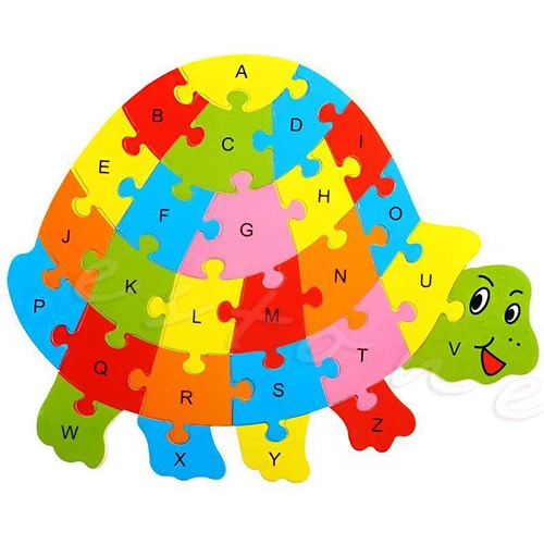 Turtle Симпатичные деревянные головоломки Животные Играть зависит от алфавита для обучения детей ГАИ - Цвет: Turtle
