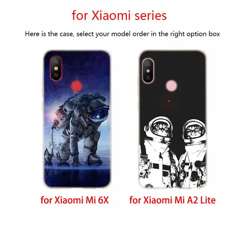Мягкий силиконовый чехол из ТПУ для Xiaomi Mi 10 8 9 CC9 A1 A2 A3 Lite SE MAX 3 mix 2s 5X 6X Кот астронавт