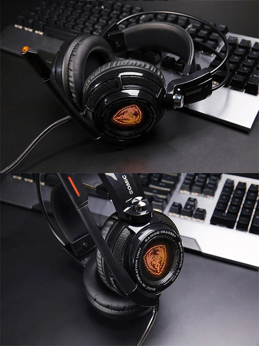 somic G941 7,1 звук Игровая гарнитура с вибрацией стерео Бас шум шумоподавления наушники светодиодный микрофоном свет USB разъем