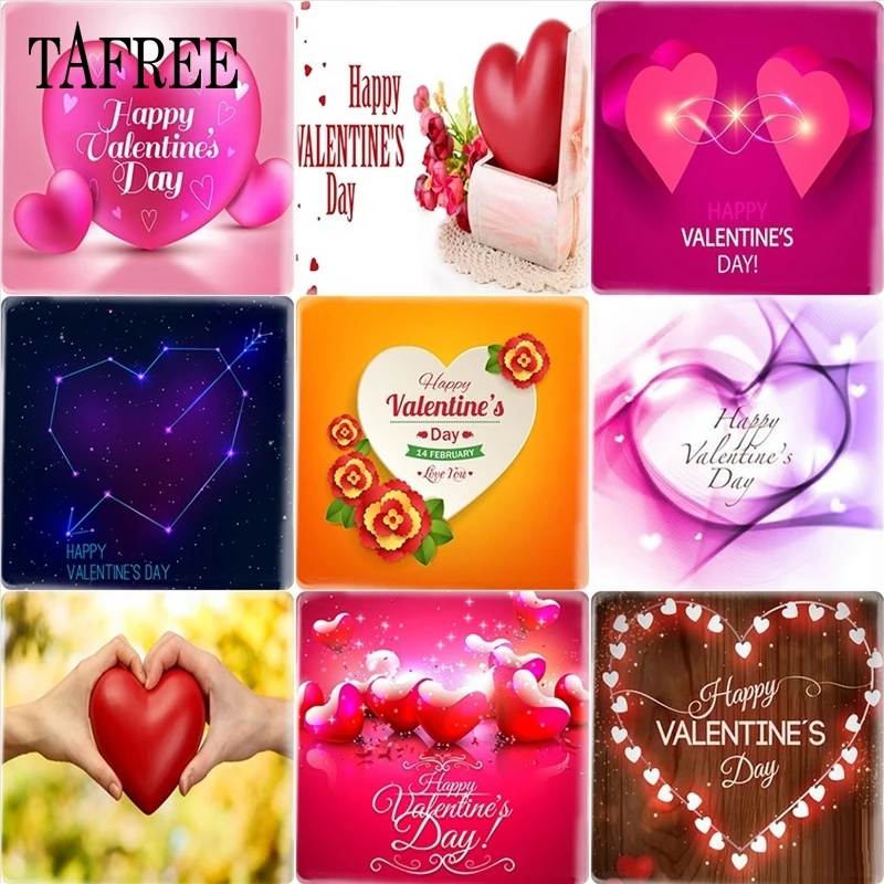 JWEIJIAO Red Love Heart Happy Valentines Art Clip 12 мм квадратная форма стеклянный Кабошон Камея Подвески Настройки для серьги