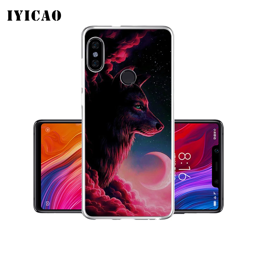 Мягкий силиконовый чехол для телефона IYICAO Animal Wolf Xiaomi Mi 9 8 SE 6 A1 A2 Lite F1 MIX2S MIX3 TPU |