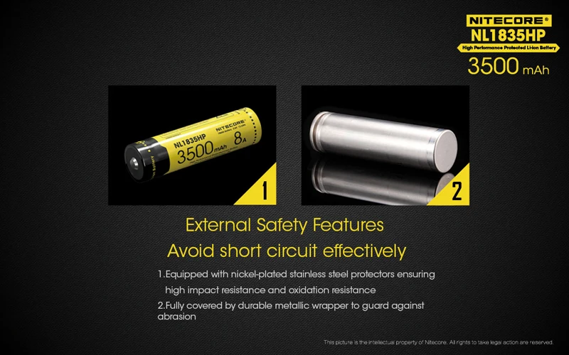 Nitecore NL1835HP 3500mAh 8A высокоэффективный Защищенный Литий-ионный аккумулятор 18650