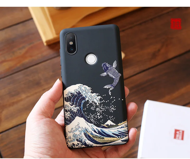 Противоударный силиконовый чехол для телефона для Xiao mi 9 mi 9 SE 9SE, чехол с большим тисненым рисунком Kanagawa Wave Carp Cranes, 3D гигантский рельефный мягкий чехол