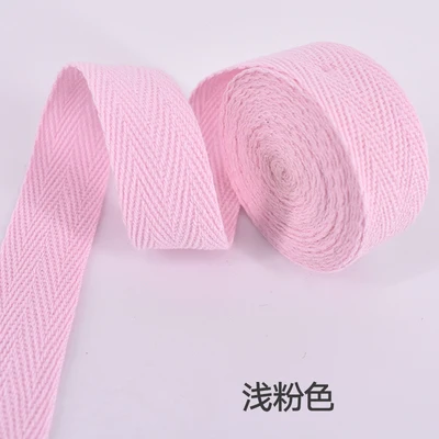 Light pink Заводская цена елочка/хлопчатобумажная лента с саржевым переплетением/хлопчатобумажная тесьма/косой привязки ленты для DIY мешок, ремесленные проекты ширина 25 мм 50Yd/рулон - Цвет: Light pink