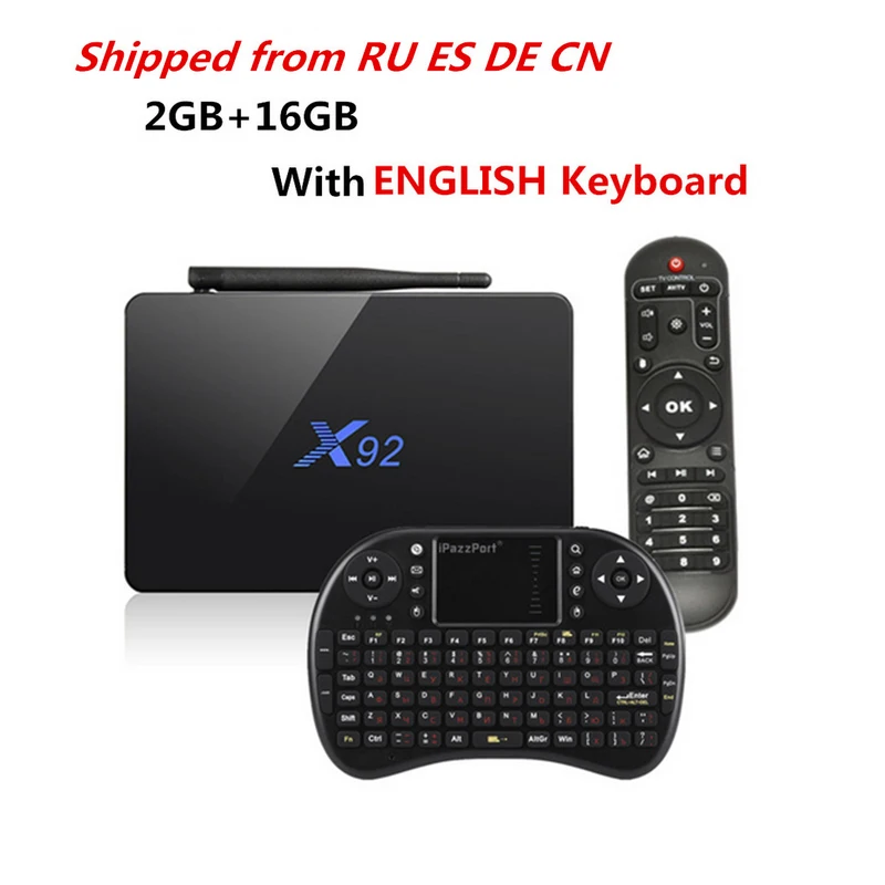 2GB 16GB EN Keyboard Хит X92 ТВ приставка 3 ГБ 32 ГБ Amlogic S912 Восьмиядерный 2,4 ГГц/5,8 ГГц WiFi HDMI смарт-приставка Bluetooth USB 2,0 смарт ТВ приставка - Цвет: 2GB 16GB EN Keyboard