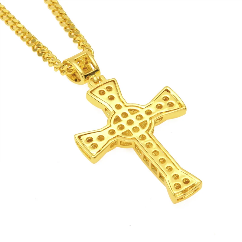 Iced Out кулон крест со стразами ожерелье полная Хрустальная цепочка ожерелья и