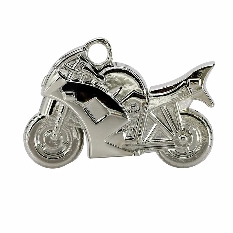Silver Флеш-накопителей и холодный металл мотоциклы USB флэш-накопитель 32 Гб оперативной памяти, 16 Гб встроенной памяти, 8GB 4GB брелок U диск Флешка бронза Moto автомобильный брелок для хранения - Цвет: Silver