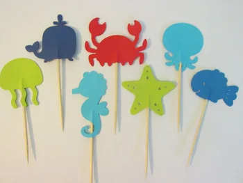 

under the sea Cupcake Toppers Wedding toothpicks Bridal Bachelorette Baby Shower Birthday Party ocean wedding decorations