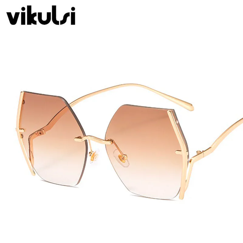 Стильные Солнцезащитные очки без оправы в стиле ретро женские модные