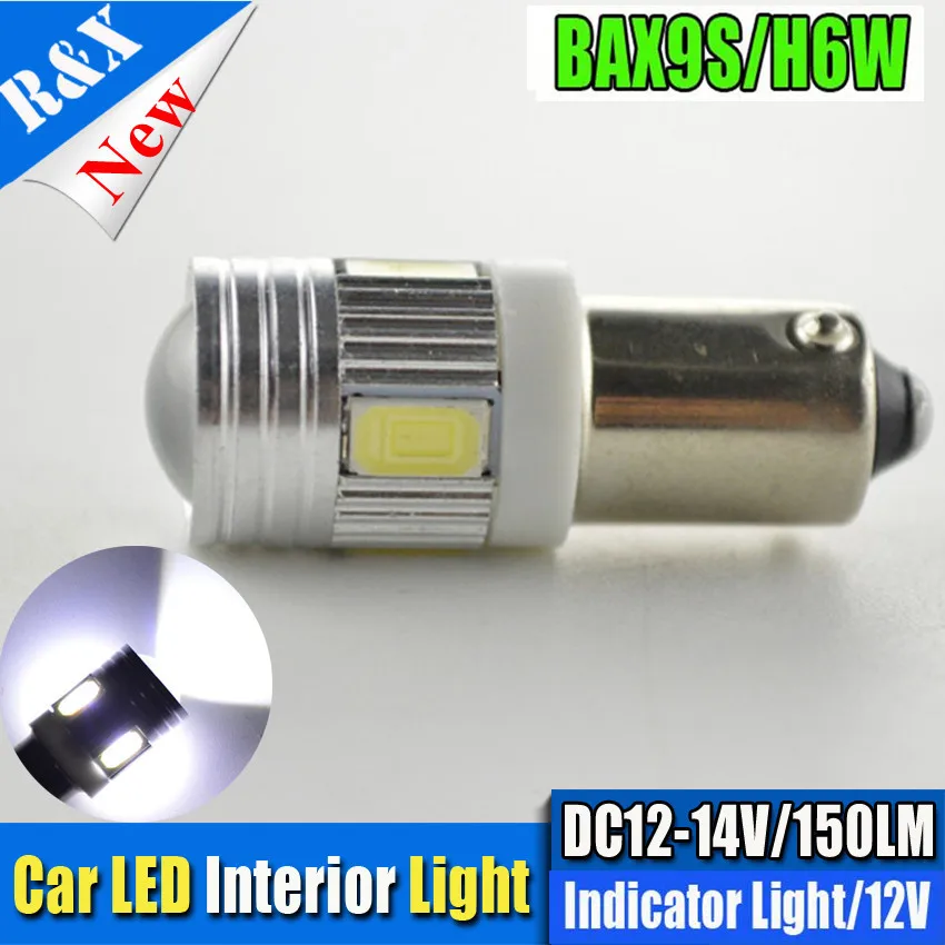 2 шт. BAX9s H6W BA9S T4W BAY9S H21W 6 5630SMD светодиодный 433 434 лампы индикатора парковки задним ходом, бортовой светильник белый отрицательный земли, работающего на постоянном токе 12 В